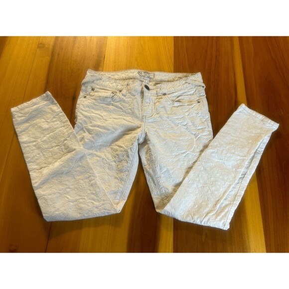 Free People Jeans. Size 27. Cream Floral On Cream. Textured. - Picture 1 of 8